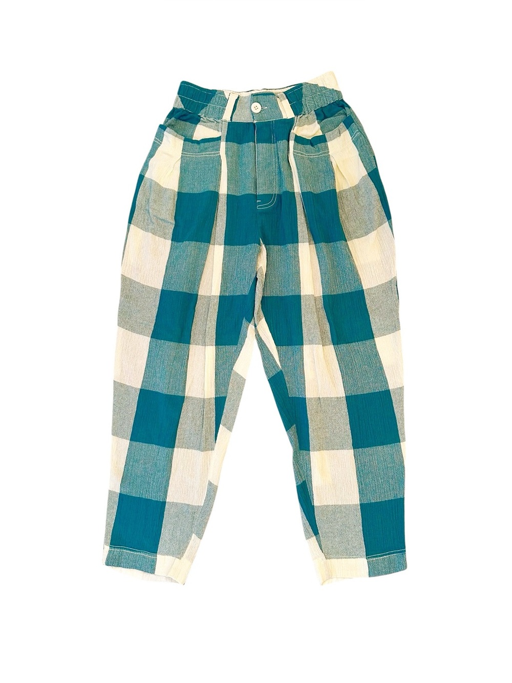 Free People Make A Stand Trousers Green Plaid size Small
